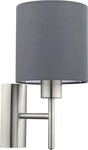 EGLO Wandleuchte PASTERI Wandlampe, Stahl und Textil, E27, Schlafzimmerlampe,...