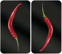 WENKO Herd-Abdeckplatte Universal Modell Hot Peperoni, Glas, (Set, 2 tlg),