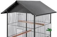 vidaXL Vogelk&auml;fig, Vogelk&auml;fig mit Dach Stahl Schwarz 66x66x155 cm