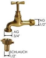 Bradas Hahnst&uuml;ck Hochwertiger Wasserhahn aus poliertem Messing mit 1/2"