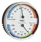 TFA Dostmann Raumthermometer Analoges Thermo-Hygrometer mit Metallring silber wei&szlig;
