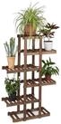 relaxdays Blumenst&auml;nder Blumenregal aus Holz, Schokobraun