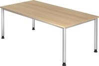 HAMMERBACHER Schreibtisch Schreibtisch 4-Fu&szlig;-rund 200x100cm Eiche/Silber