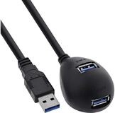 Inline USB 3.2 Gen.1 Verl&auml;ngerung, A Stecker auf 2x A Buchse, Standfu&szlig;, 1m
