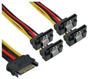 Inline SATA Strom-Y-Kabel, SATA BU/4x SATA ST gew., m. Laschen, 0,15m...