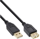 Inline USB 2.0 Verl&auml;ngerungskabel Typ A, schwarz, vergoldete Kontakte, 10m...