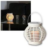 STAR TRADING LED Laterne Solar Laterne wei&szlig;, inkl LED Kerze, Weidenoptik,...