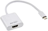 Inline USB Display Konverter, USB-C Stecker zu HDMI Buchse 4K/60Hz, silber