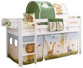 Ticaa Hochbett Hochbett "Malte" Kiefer Wei&szlig; Motiv Wei&szlig; lackiert (Holzmaserung