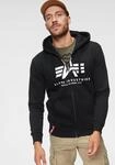 Kapuzensweatjacke ALPHA INDUSTRIES "BASIC ZIP HOODY", Herren, Gr. S, schwarz,