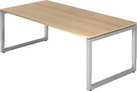 HAMMERBACHER Schreibtisch Schreibtisch O-Fu&szlig; eckig 200x100cm Eiche/Silber