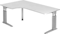 HAMMERBACHER Schreibtisch Winkeltisch C-Fu&szlig; 200x120cm 90 Grad Wei&szlig;/Silber