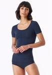 Kurzarmshirt SCHIESSER "Personal Fit", Damen, Gr. L, blau (nachtblau), Single Jersey,