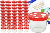 MamboCat Einmachglas 50er Set Sturzglas 230 ml To 82 Fliegenpilz Deckel rot...