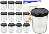 MamboCat Einmachglas 12er Set Sturzglas 230 ml HOCH To 66 schwarzer Deckel incl.