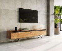 DELIFE Lowboard Stonegrace, Akazie Natur Schiefer 200 cm 4 Sch&uuml;be Designer...