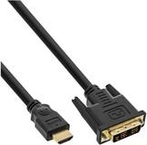 Inline HDMI-DVI Kabel, schwarz / gold, HDMI Stecker auf DVI 18+1 Stecker...