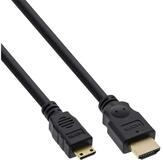 Inline HDMI Mini auf HDMI Kabel, vergoldete Kontakte, schwarz, 5 m HDMI-Kabel