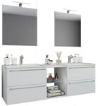 VCM Waschtisch 3-tlg. Doppel Waschplatz Waschtisch Badinos XXL (Set, 3-St., 2x