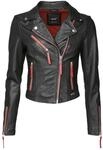 Lederjacke MAZE "Lederjacke Amur", Damen, Gr. XS, schwarz (schwarz, rot),