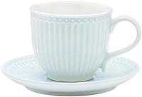 Greengate Tasse Alice Tasse mit Untertasse pale blue 8,5 cm, Steingut