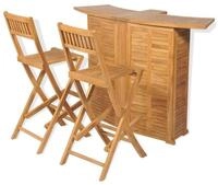 vidaXL Loungeset vidaXL 3-tlg. Bistro-Set mit Klappst&uuml;hlen Massivholz Teak