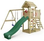 Wickey Spielturm MultiFlyer mit Holzdach, Doppelschaukel & Rutsche, extrem