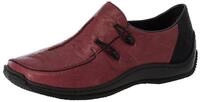 Slipper RIEKER, Damen, Gr. 42, schwarz (rot kombiniert), Glattleder,