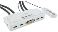 Inline KVM Switch, 4-fach, DVI-D, USB, mit Audio, integr. Kabel Computer-Kabel