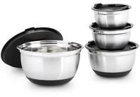 relaxdays Sch&uuml;ssel Set BOWLY mit Deckel, Edelstahl, (4er Set, 4-tlg), 4er Pack