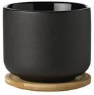 Stelton Tasse Stelton Theo Becher mit Untersetzer 0.2 l. Black, Steingut