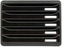 EXACOMPTA Schubladenbox Schubladenbox BigBoxPlus Horizon Quer 5 Schub Schwarz Glossy