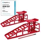 Arebos Auffahrrampe 2x mit hydraulischem Wagenheber, XXL 245 mm Auffahrbreite...