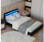 Juskys Polsterbett Paris, 120x200 cm, Kunstleder, hohes Kopfteil, robustes Bett,