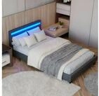 Juskys Polsterbett Paris, 120x200 cm, Kunstleder, hohes Kopfteil, robustes Bett,