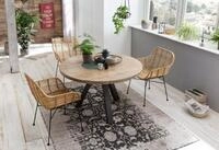 SIT Esstisch Hanoi rund aus Mangoholz 120 cm Massivholz Vintage Industrial,