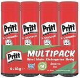 PRITT Klebestift Stick, (4-tlg), 4x 43 g, mit Verschlusskappe