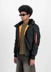 Bomberjacke ALPHA INDUSTRIES "MA-1 Hooded", Herren, Gr. L, schwarz, Obermaterial:
