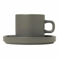 blomus Tasse Pilar 2er-Set mit Untertassen Pewter, Keramik