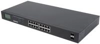 Intellinet 16-Port Gigabit Ethernet PoE+ Switch mit 2 SFP-Ports und LCD Anzeige