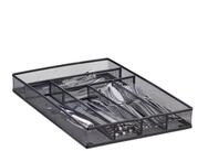 relaxdays Besteckkasten Metallgeflecht L (1 St), schwarz