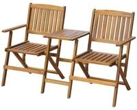 vidaXL Gartenbank Gartenbank Klappbar mit Teetisch 140 cm Massivholz (2-St)