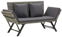 vidaXL Gartenbank vidaXL Gartenbank mit Auflagen 176 cm Grau Poly Rattan