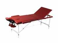 vidaXL Massageliege Massagetisch mit Aluminiumrahmen, faltbar 3 Zonen Rot