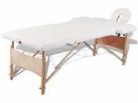 vidaXL Massageliege Massageliege Klappbar 2-Zonen mit Holzgestell Cremeweiß