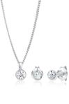 Ohrring und Ketten Set ELLI "Schmuckset Basic Solit&auml;r 925 Sterling Silber, mit