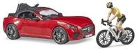 Bruder&reg; Spielzeug-Auto BRUDER Roadster mit 1 Rennrad und Radfahrerin 1:16 03485