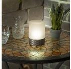 esotec LED Au&szlig;en-Tischleuchte Solar Echtglas Tischleuchte Rattan Style, 4100K