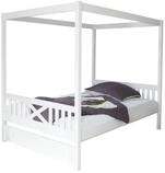 Ticaa Himmelbett Himmelbett Lino Kiefer Wei&szlig; 140x200, Oberer Teil abnehmbar...