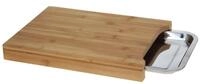 Spetebo Schneidebrett Bambus K&uuml;chenbrett mit Edelstahl Auffangschale, Holz,